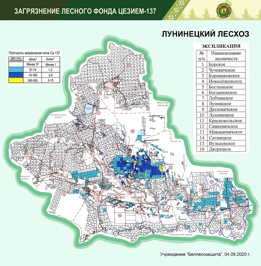 Подробная карта лунинецкого района